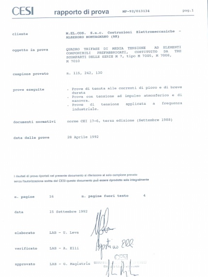 گزارش تست CESI-ITALY